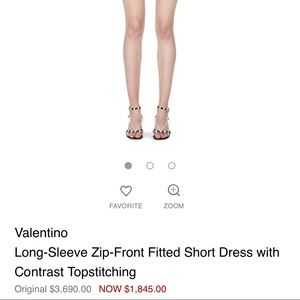 Valentino long sleeve zip-front mini dress